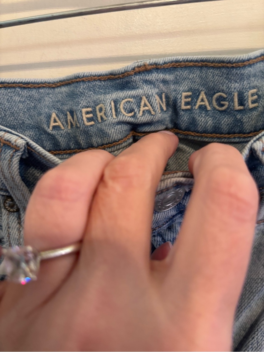 American Eagle Outfitters Light Blue Distressed Wide-Leg Jeans - Picture 3 of 6